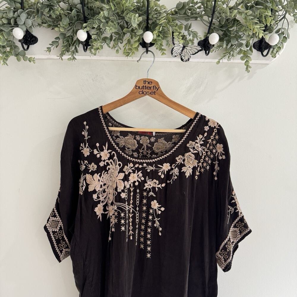 johnny was brown embroidered Kaftan Tunic Medium VW - Picture 2 of 5